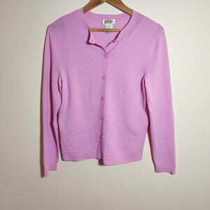 y2k Talbots Knit Shell Cardigan Set sz MP/M Pink Coquette Feminine Retro Preppy